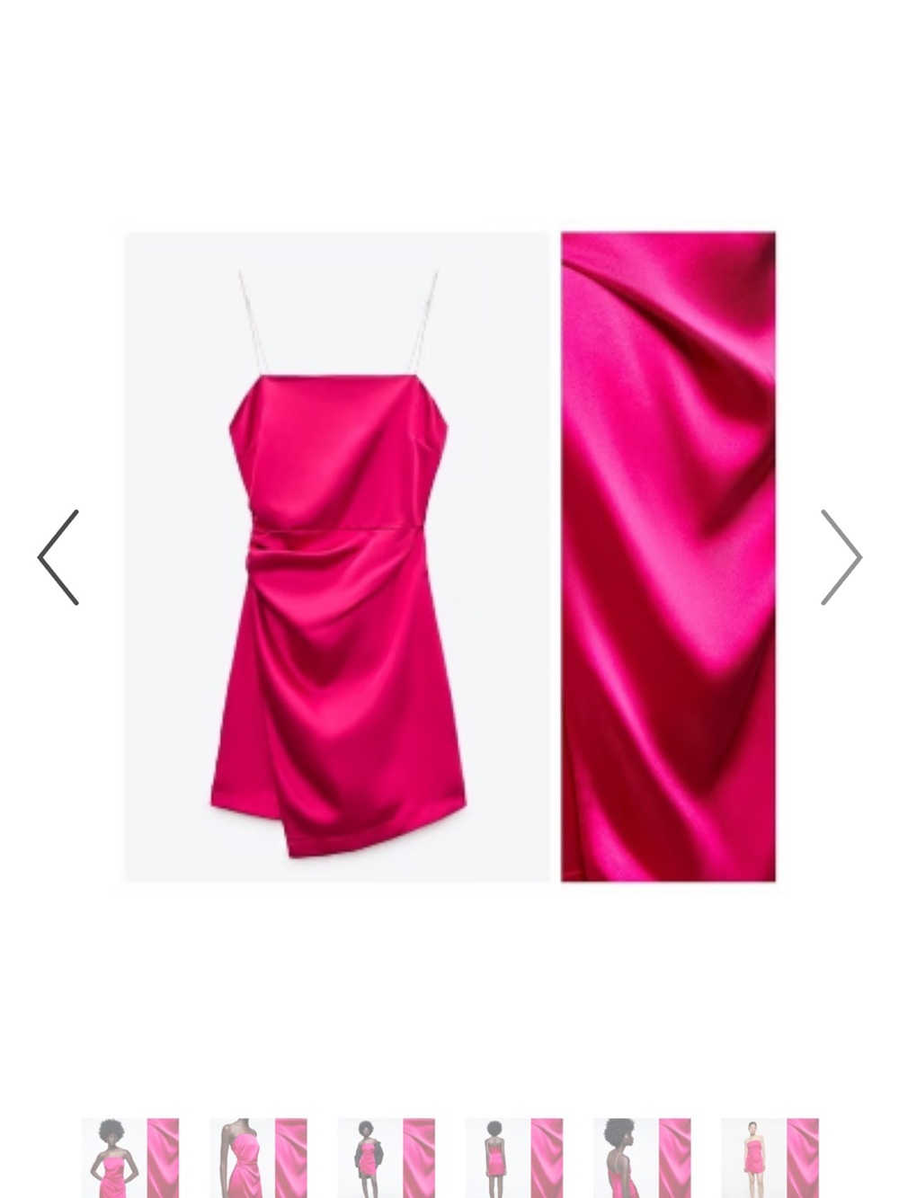 Zara Fuchsia Satin Mini Dress with rhinestone Straps XS - Picture 4 of 8